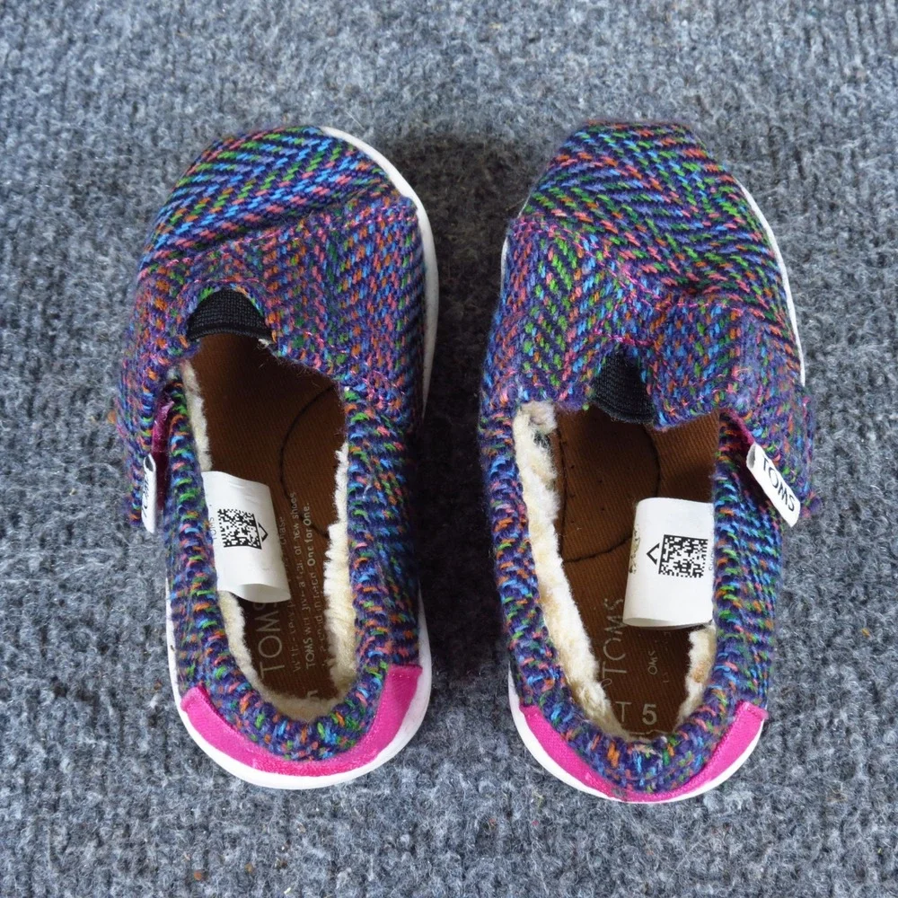 TOMS Tiny Alpargata Toddler Girls Slip On Shoes Size 5 Play Multi Color Pink